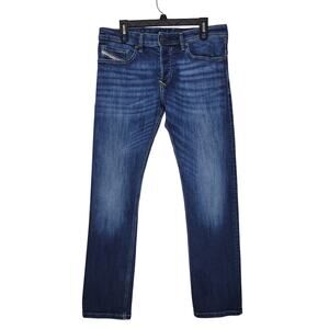 Diesel Industry Jeans Men 33 (34x29.5) Blue Slim Straight Button Fly Faded Denim